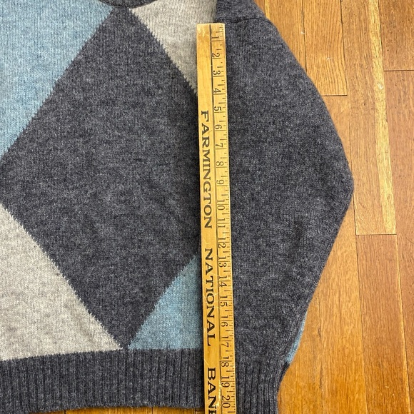DUKE OF MARLBOROUGH Men's Large Sweater Argyle New Wool Crew Neck England VTG - Picture 10 of 12